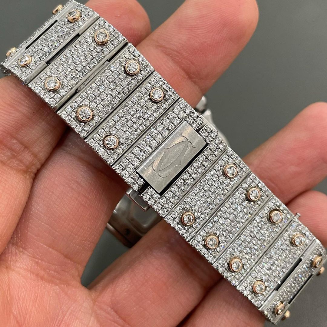 Cartier Skeleton Moissanite Iced Out Diamond Watch