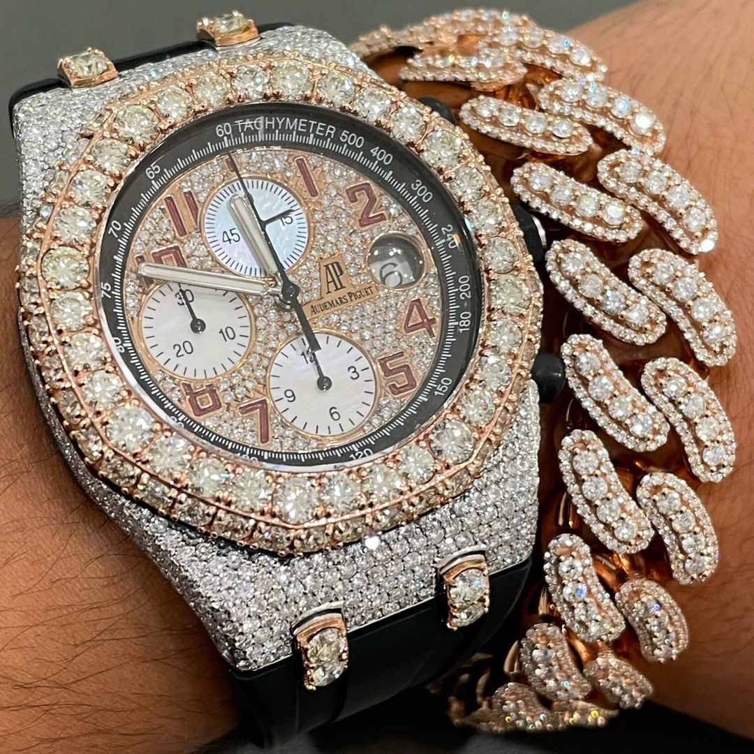 Moissanite AP Watch  - 42mm Audemars Piguet Offshore Two Tone BustDown XL Diamond