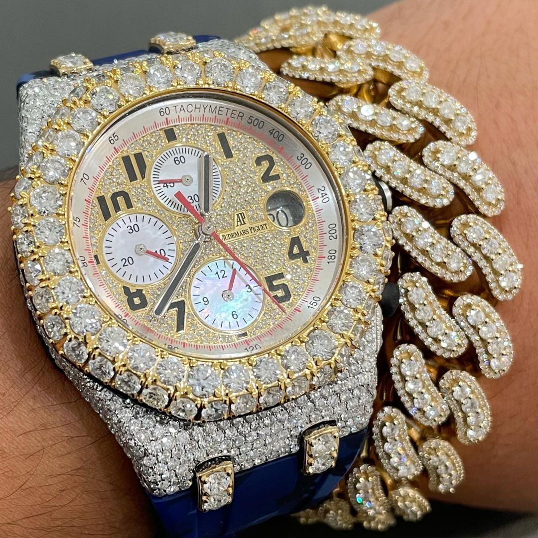 Moissanite AP Watch  - 42mm Audemars Piguet Offshore Two Tone BustDown XL Diamond