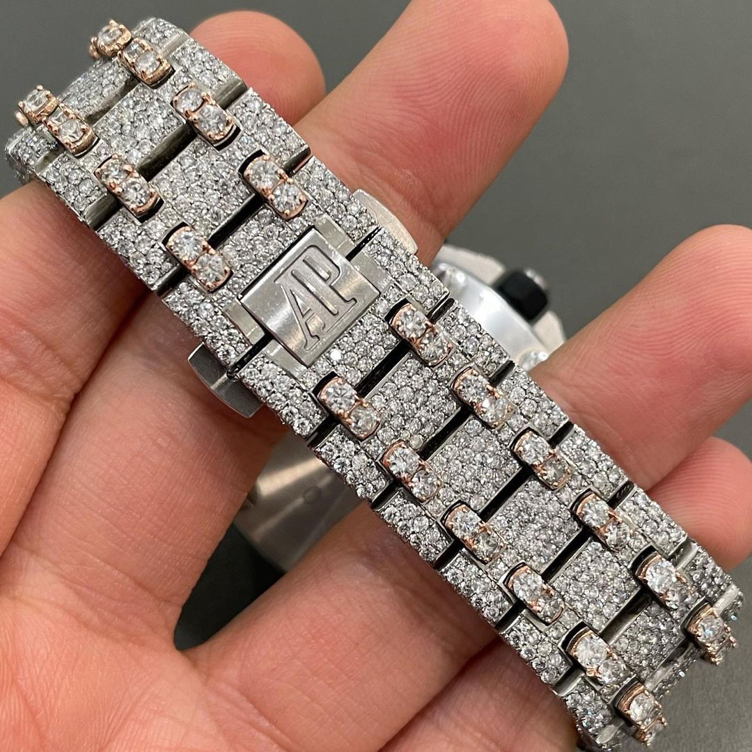 42mm Audemars Piguet RoyalOak OffShore Brick Diamond Watch  - AP Moissanite Diamond Watch